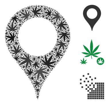 Harita işaretleyici kompozisyon kenevir yaprak