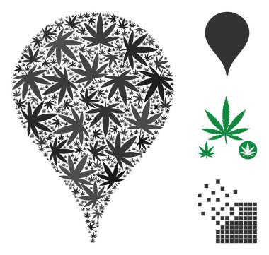 Harita işaretleyici mozaik kenevir yaprak