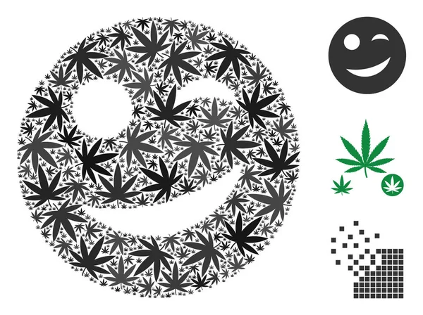 Joy Smiley Mosaic dari Marijuana - Stok Vektor