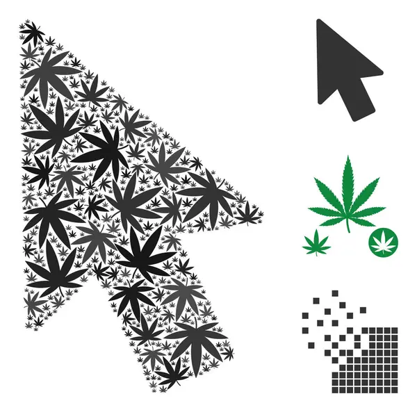 Mouse Pointer Composición de Cannabis — Vector de stock