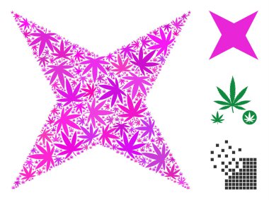 Kenevir yaprak yıldız mozaik ışıltı