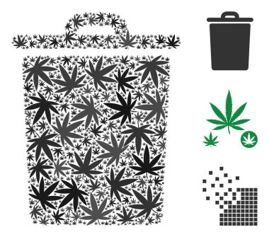 Çöp kutusu kompozisyon kenevir yaprak