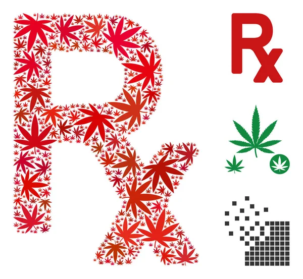 Rx Symbol Collage of Marijuana — Stock Vector