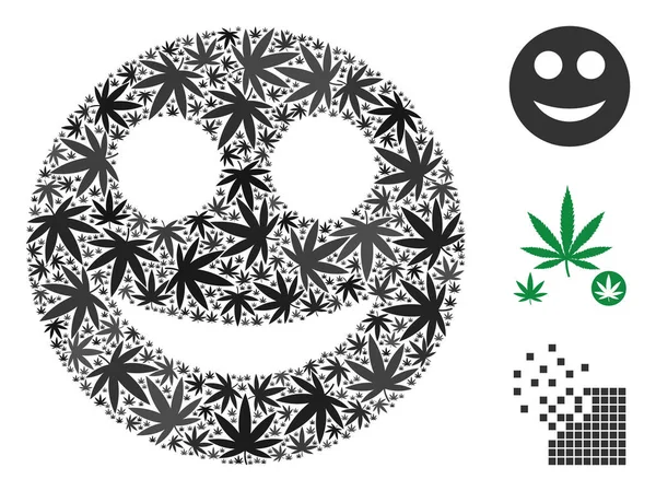 大麻叶子的微笑构成 — 图库矢量图片