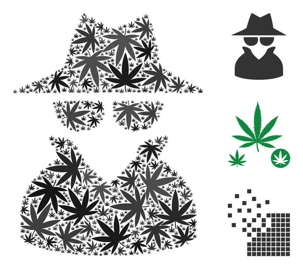 Spion-Collage aus Cannabis — Stockvektor