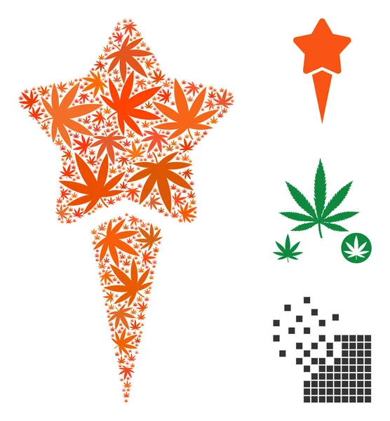 Inicio Star Collage de Marihuana — Vector de stock