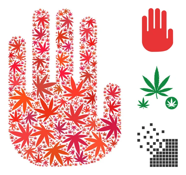 Stop Hand Collage de Cannabis — Vector de stock