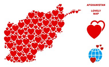 Vektör Sevgililer Afganistan harita kolaj kalplerin