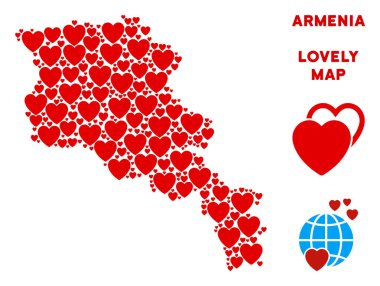 Vektör Sevgililer Ermenistan harita mozaik kalplerin