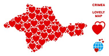 Vektör romantik Crimea harita kolaj kalplerin