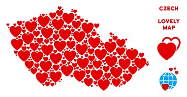 Vektör güzel çek harita kolaj kalplerin