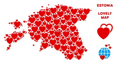 Vektör Sevgililer Estonya harita kolaj kalplerin