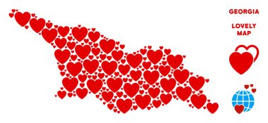 Vektör güzel Georgia Map kolaj kalplerin