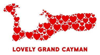 Vektör güzel Grand Cayman Adaları'ndaki harita mozaik kalplerin