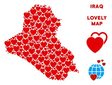 Vektör Sevgililer Irak harita kolaj kalplerin