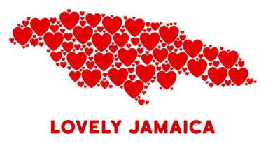 Vektör güzel Jamaika harita kompozisyon kalplerin