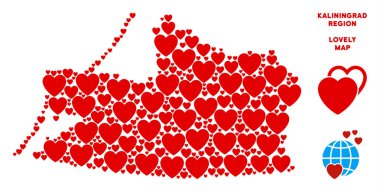 Vektör Sevgililer Kaliningrad bölgesi harita kolaj kalplerin