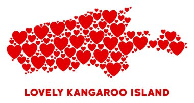 Vektör Sevgililer Kanguru Adası harita kompozisyon kalplerin