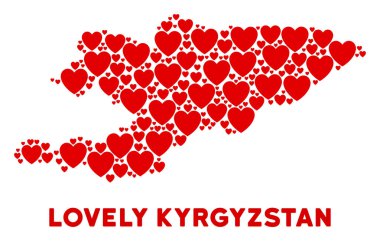 Vektör Sevgililer Kırgızistan harita kolaj kalplerin