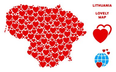 Vektör güzel Litvanya harita kompozisyon kalplerin