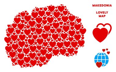 Vektör güzel Makedonia harita kolaj kalplerin