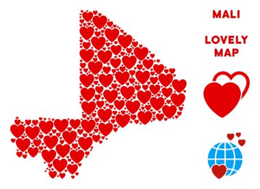 Vektör güzel Mali harita kolaj kalplerin