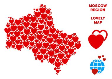 Vektör Sevgililer Moskova Oblast Harita kolaj kalplerin