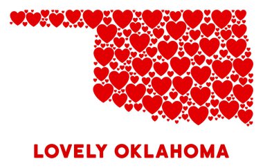Vektör Sevgililer Oklahoma eyalet harita mozaik kalplerin