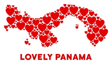 Vektör aşk Panama harita mozaik kalplerin