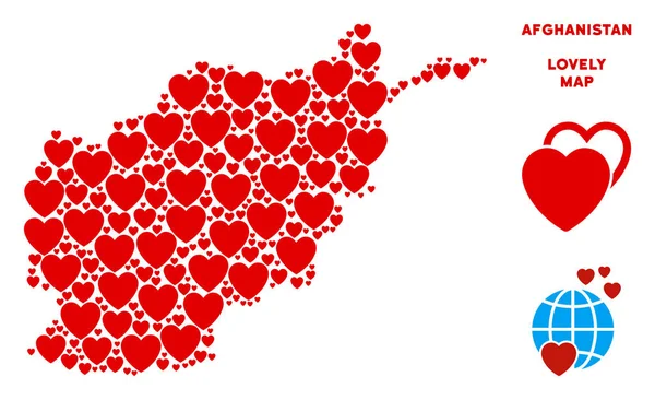 Vektör Sevgililer Afganistan harita kolaj kalplerin
