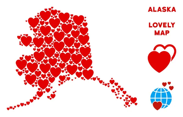 Vektör Sevgililer Alaska harita kolaj kalplerin