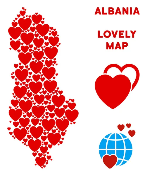 Vektör güzel Arnavutluk harita mozaik kalplerin