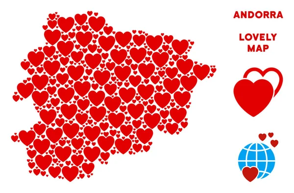 Vektör Sevgililer Andorra haritası kompozisyon kalplerin