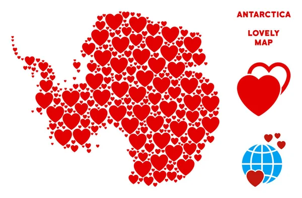 Vektör güzel Antarktika harita kolaj kalplerin