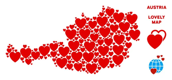 Vektör aşk Avusturya harita kompozisyon kalplerin