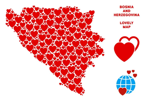 Vektör aşk Bosna Hersek Harita kompozisyon kalplerin
