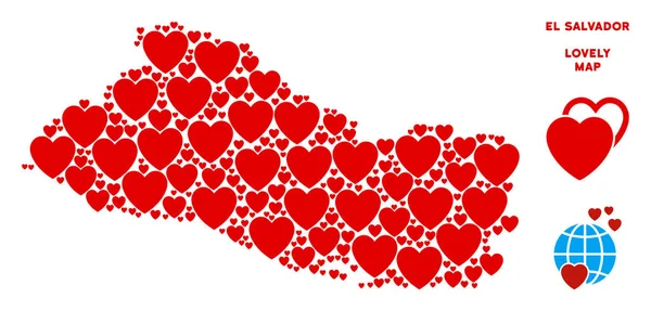 Vektör Romantik El Salvador harita kolaj kalplerin