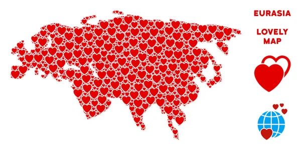 Vektör romantik Eurasia harita kolaj kalplerin
