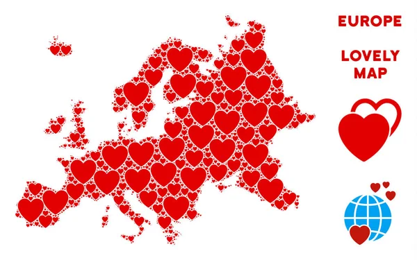 Vektör aşk Europe harita kompozisyon kalplerin
