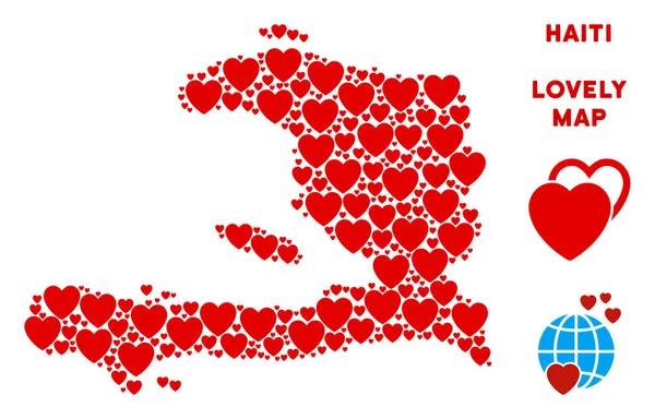 Vektör romantik Haiti harita kolaj kalplerin