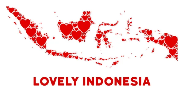 Komposisi Peta Hati Indonesia Vektor Romantis - Stok Vektor
