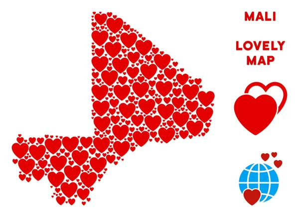 Vektör güzel Mali harita kolaj kalplerin