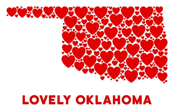Vektör Sevgililer Oklahoma eyalet harita mozaik kalplerin