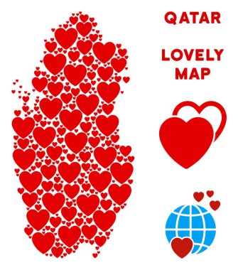 Vektör aşk Katar harita kompozisyon kalplerin