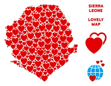 Vektör romantik Sierra Leone harita kolaj kalplerin