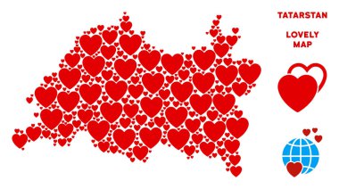 Vektör aşk Tataristan harita kompozisyon kalplerin