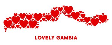 Vektör sevgi kalpleri Gambiya Haritası mozaiği