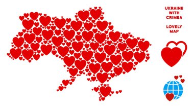Crimea mozaik kalplerin vektör romantik Ukrayna Haritası