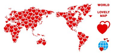 Vektör güzel dünya harita mozaik kalplerin