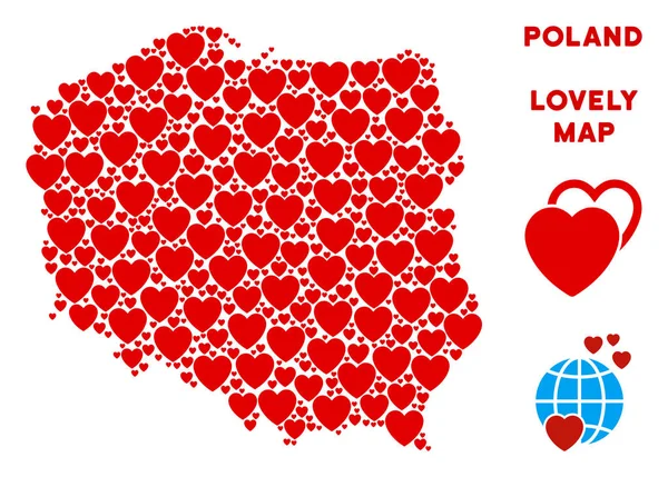 Vektör Sevgililer Polonya harita mozaik kalplerin